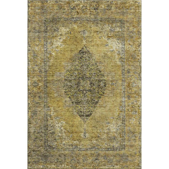 10' X 14' Medallion Washable Area Rug With UV Protection (714865) - Wheat / Gray
