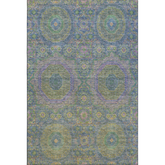 10' X 14' Medallion Washable Area Rug With UV Protection (708211) - Blue / Purple / Green