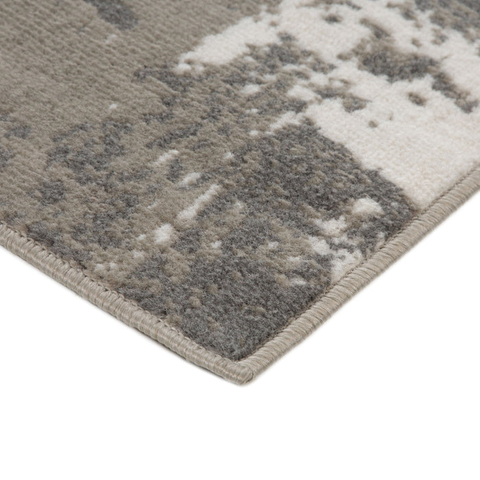 9.2' x 12.2' Abstract Power Loom Area Rug - Ivory Black And Gray