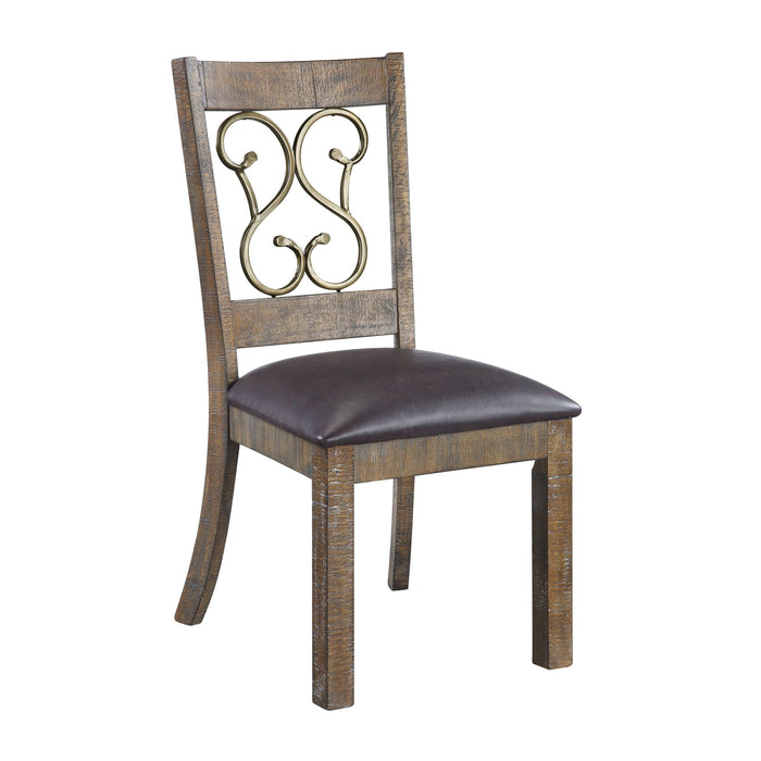 Redwood Upholstered Faux Leather Open Back Dining Side Chairs (Set of 2) - Black / Red