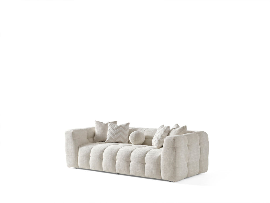 Chenille Sofa With Toss Pillows - Beige