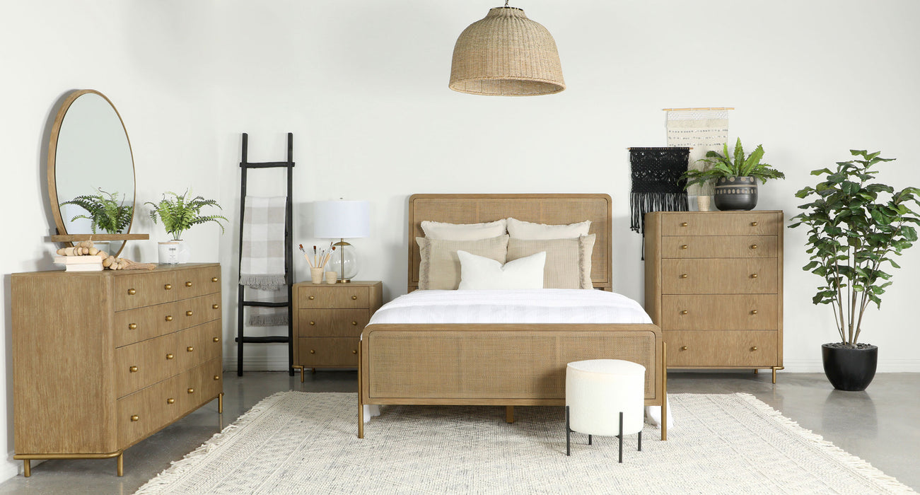Arini Rattan California King Panel Bed Sand Wash and Natural