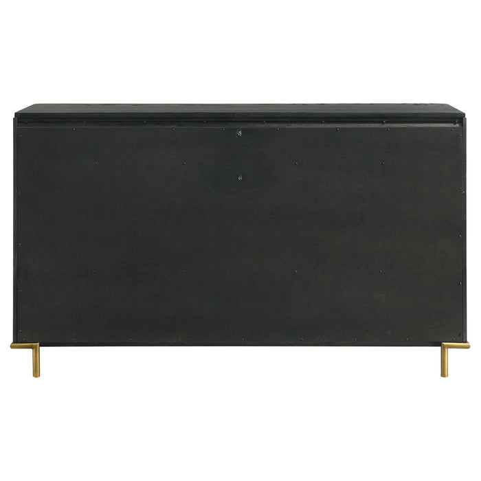 Black Arini 8-drawer dresser by CoasterEveryday featuring sleek modern furniture design with spacious drawers for storage.
