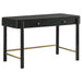 Black Arini 2-drawer vanity desk by CoasterEveryday with sleek surface and modern design, featuring two functional drawers.