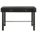 Black CoasterEveryday Arini 2-drawer vanity desk with a sleek design, featuring a smooth surface and modern furniture style.