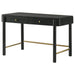 Black Arini 2-drawer vanity desk by CoasterEveryday, featuring a sleek furniture design with two spacious drawers and a smooth surface.