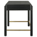 Black Arini 2-drawer vanity desk by CoasterEveryday featuring a sleek design and spacious surface for makeup and accessories.