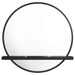 Black Arini round vanity wall mirror with shelf, CoasterEveryday furniture piece, showcasing its sleek design and included storage shelf.