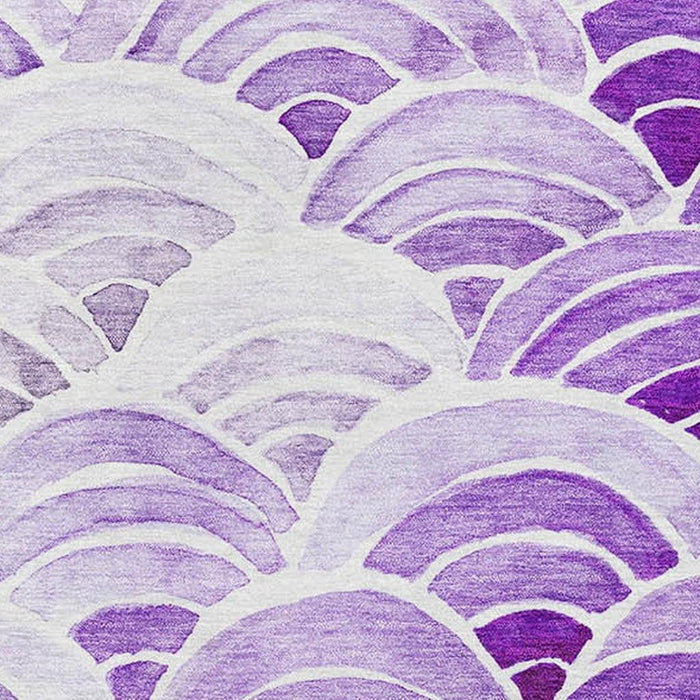 9' X 12' Geometric Washable Area Rug With UV Protection (645797) - Purple / Ivory / Gray