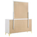 White Kendall 6-drawer dresser with attached mirror, modern furniture piece by CoasterEveryday for bedroom storage.