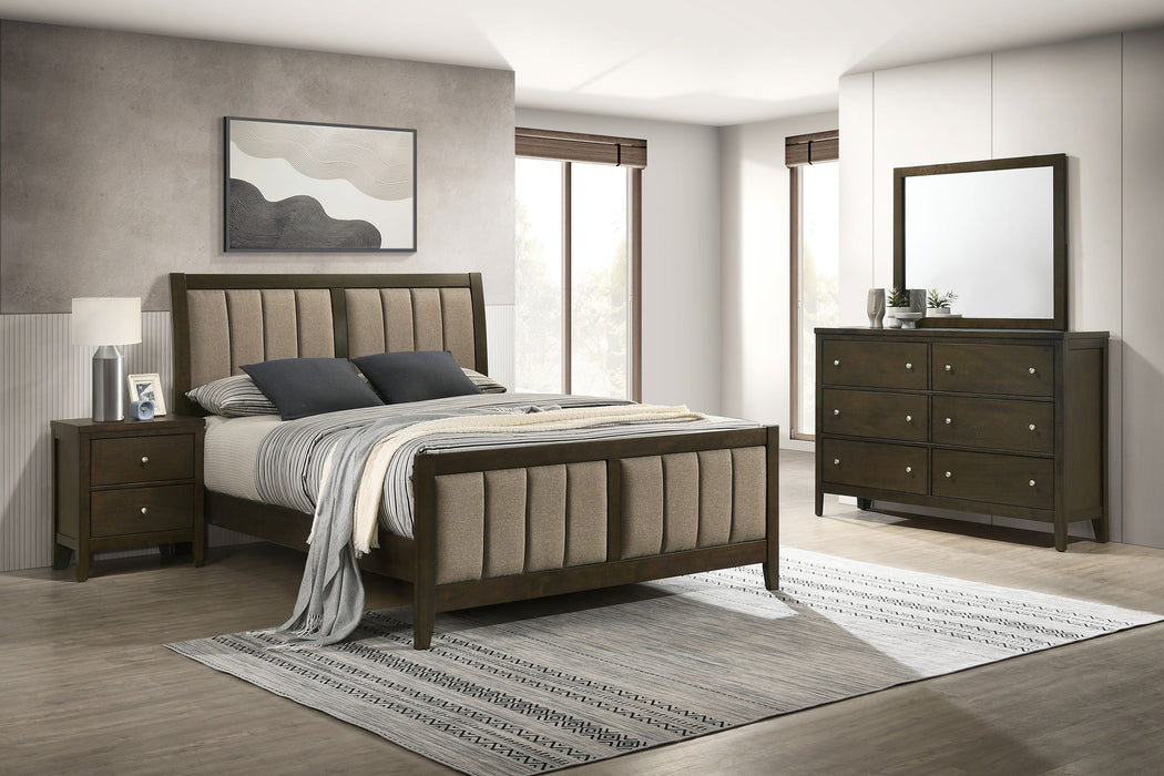 Wilkes 4-Piece Eastern King Bedroom Set with Upholstered Bed Dark Cocoa