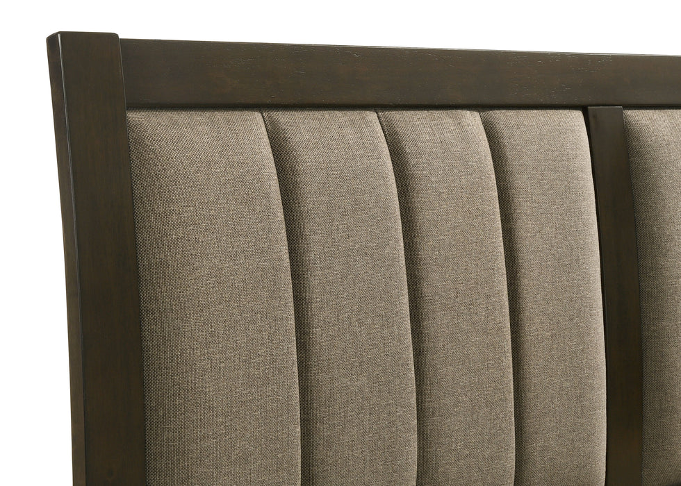 Wilkes Eastern King Vertical-Channel Upholstered Panel Bed Dark Cocoa