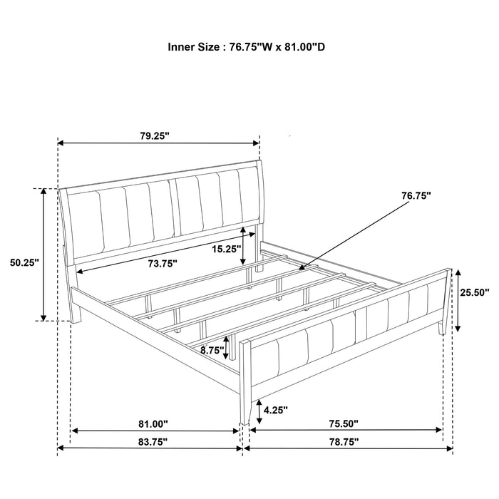 Wilkes Eastern King Vertical-Channel Upholstered Panel Bed Dark Cocoa