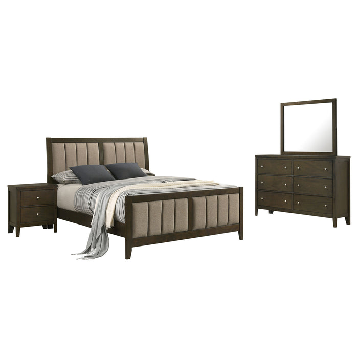 Wilkes 4-Piece California King Bedroom Set with Upholstered Bed Dark Cocoa