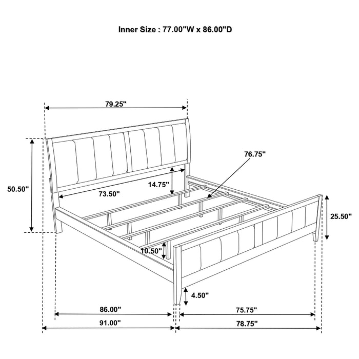 Wilkes California King Vertical-Channel Upholstered Panel Bed Dark Cocoa