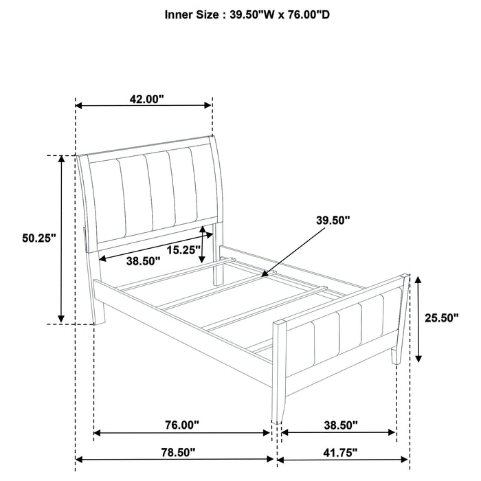 Wilkes 4-Piece Twin Bedroom Set with Upholstered Bed Dark Cocoa