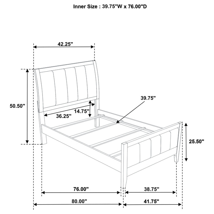 Wilkes 4-Piece Twin Bedroom Set with Upholstered Bed Dark Cocoa
