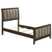 CoasterEveryday Wilkes 5-piece twin bedroom set with dark cocoa upholstered bed, dresser, nightstand, and mirror