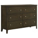 CoasterEveryday Wilkes 5-piece twin bedroom set with dark cocoa upholstered bed and matching furniture