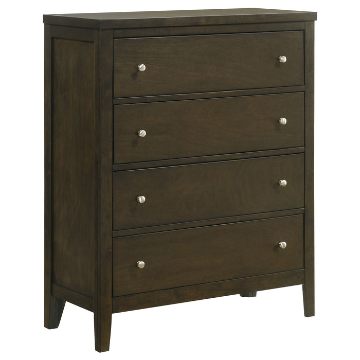 Wilkes 5-Piece Twin Bedroom Set with Upholstered Bed Dark Cocoa