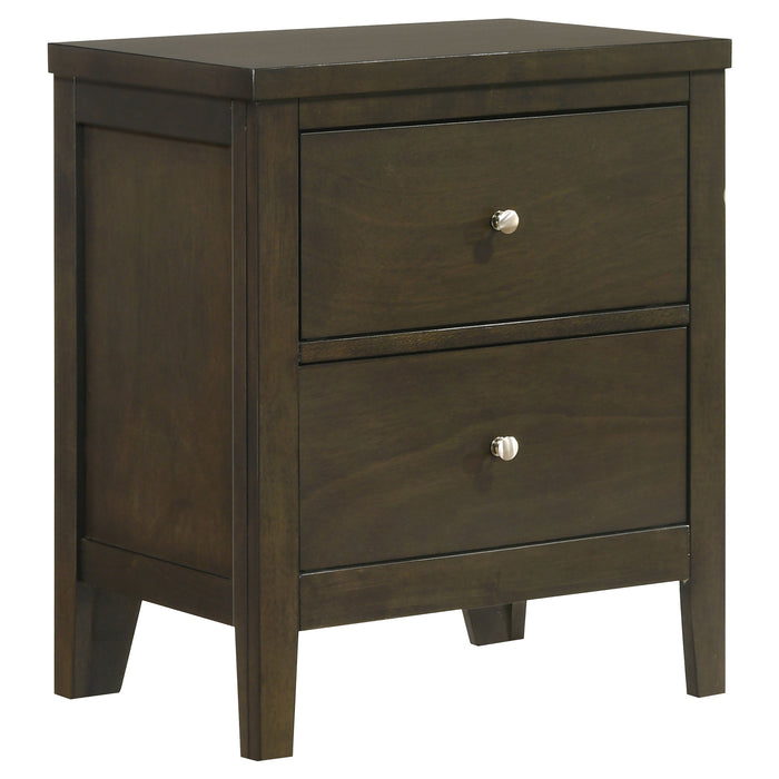 Wilkes Transitional 2-Drawer Nightstand with Metal Knobs Dark Cocoa