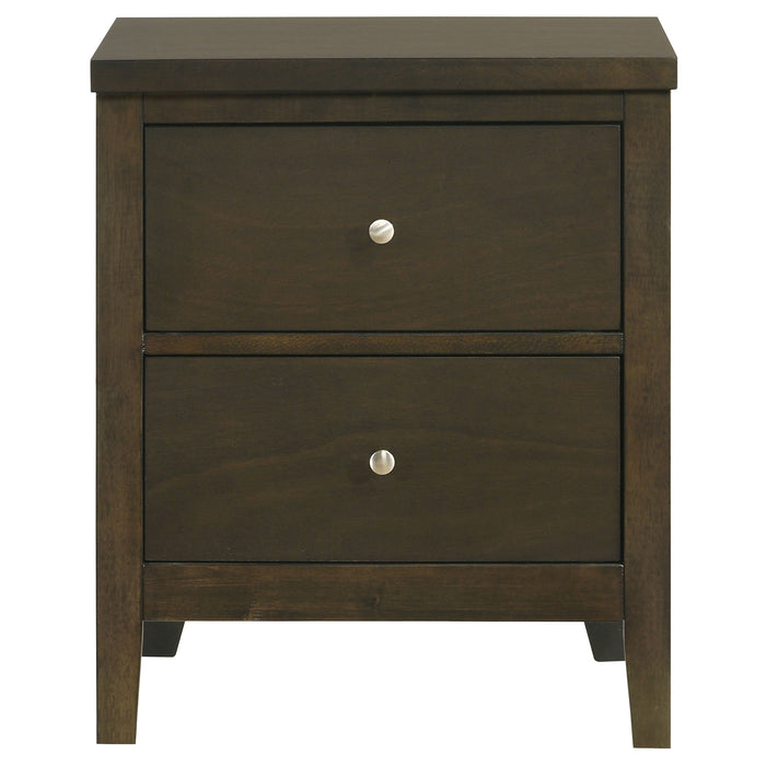 Wilkes Transitional 2-Drawer Nightstand with Metal Knobs Dark Cocoa