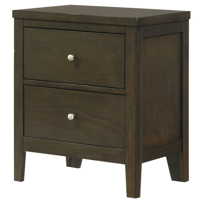 Wilkes Transitional 2-Drawer Nightstand with Metal Knobs Dark Cocoa