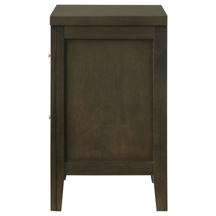 Wilkes Transitional 2-Drawer Nightstand with Metal Knobs Dark Cocoa