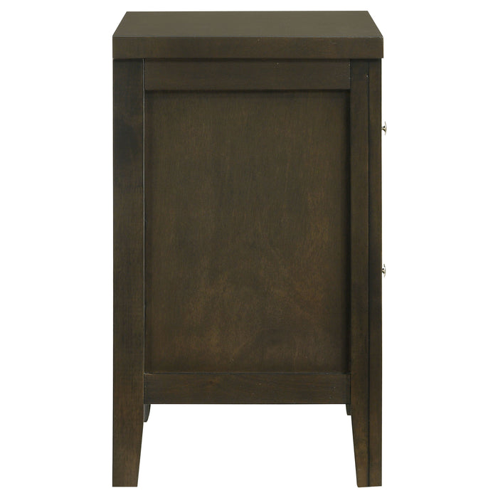 Wilkes Transitional 2-Drawer Nightstand with Metal Knobs Dark Cocoa