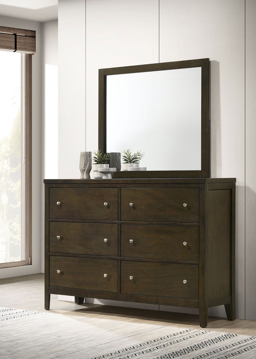 Wilkes 2-Piece Transitional 6-Drawer Dresser with Mirror Dark Cocoa