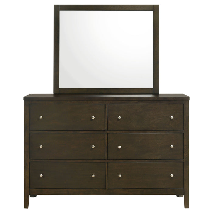 Wilkes 2-Piece Transitional 6-Drawer Dresser with Mirror Dark Cocoa