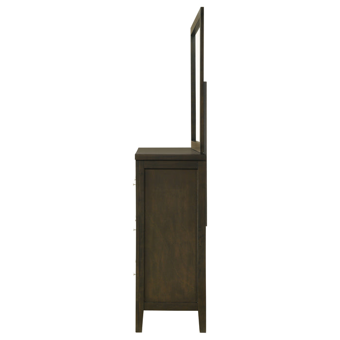 Wilkes 2-Piece Transitional 6-Drawer Dresser with Mirror Dark Cocoa