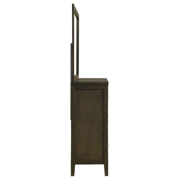 Wilkes 2-Piece Transitional 6-Drawer Dresser with Mirror Dark Cocoa