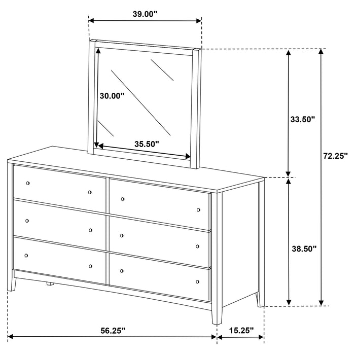 Wilkes 2-Piece Transitional 6-Drawer Dresser with Mirror Dark Cocoa