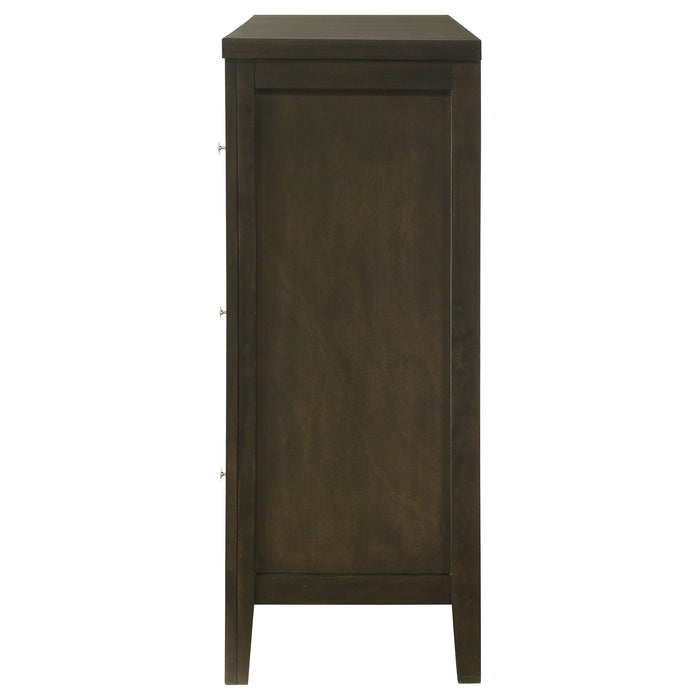 Wilkes Transitional 6-Drawer Dresser with Metal Knobs Dark Cocoa