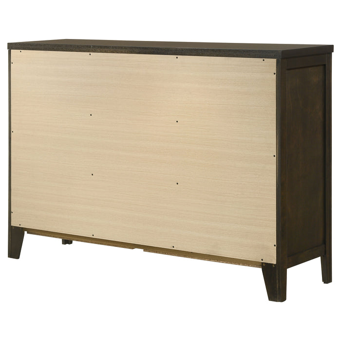 Wilkes Transitional 6-Drawer Dresser with Metal Knobs Dark Cocoa