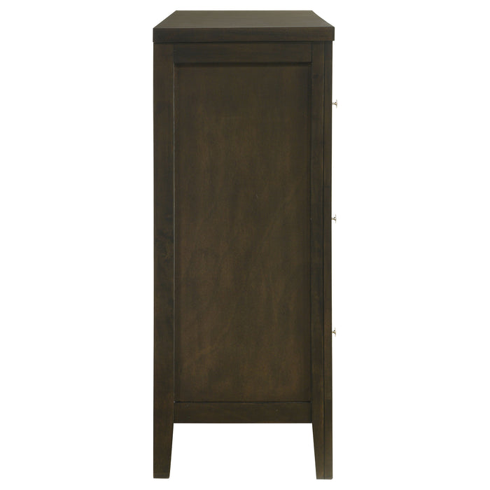 Wilkes Transitional 6-Drawer Dresser with Metal Knobs Dark Cocoa