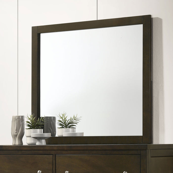CoasterEveryday Wilkes transitional rectangular dresser mirror with dark cocoa wood frame