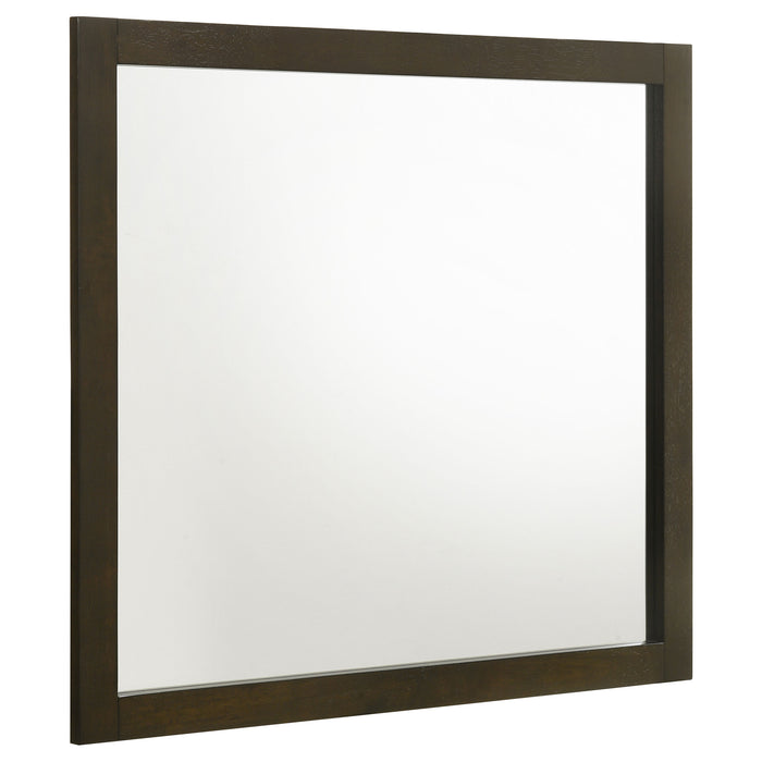 Wilkes Transitional Rectangular Wood-Framed Dresser Mirror Dark Cocoa
