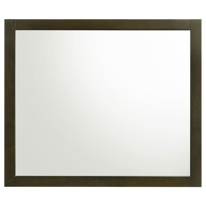Wilkes Transitional Rectangular Wood-Framed Dresser Mirror Dark Cocoa