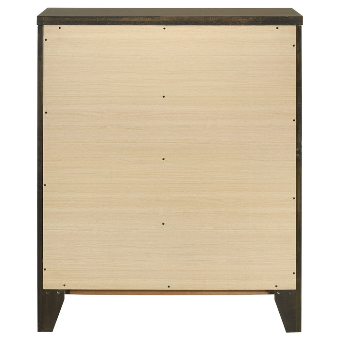 Wilkes Transitional 4-Drawer Chest with Metal Knobs Dark Cocoa