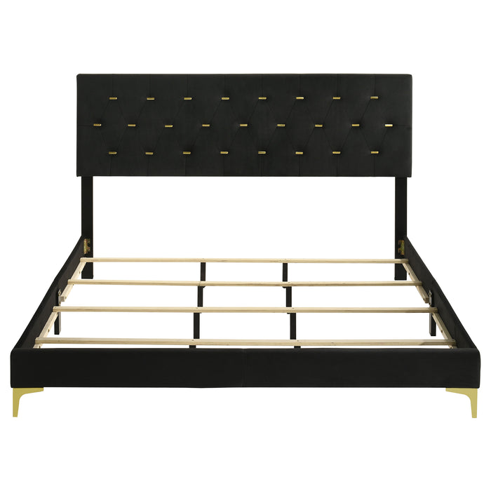 Kendall Upholstered California King Panel Bed Black