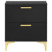 Black Kendall 2-drawer nightstand by CoasterEveryday, showing a sleek wooden furniture piece with modern drawer handles.