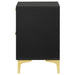 Black Kendall 2-drawer nightstand from CoasterEveryday, featuring a sleek furniture design with two spacious drawers.