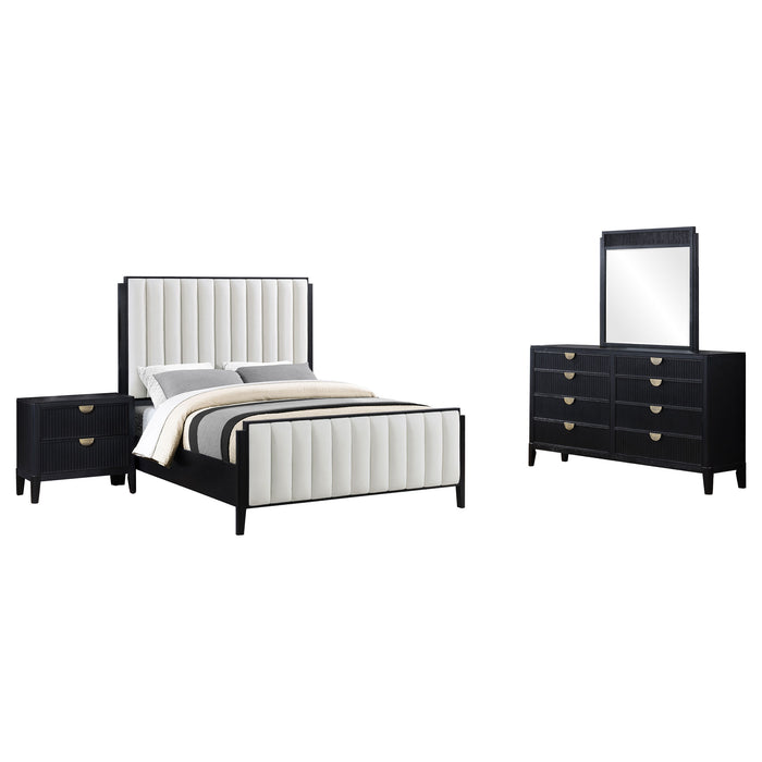 Brookmead 4-piece Upholstered Eastern King Bedroom Set Black