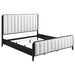 Brookmead 4-piece black upholstered Eastern King bedroom set by CoasterEveryday, showing headboards, bed frames, and matching furniture.