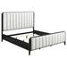 Brookmead black 4-piece Cal King upholstered bedroom set by CoasterEveryday, including bed frame, headboard, and matching furniture pieces.