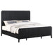 Eastern King panel bed by CoasterEveryday with a black wood finish, showcasing the headboard and frame in a modern furniture style.
