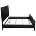 Eastern King Panel Bed in black wood with a sleek, modern design featuring a tall headboard and sturdy frame.