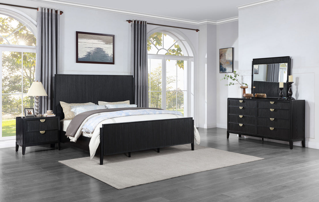 Black Brookmead California King bedroom furniture set by CoasterEveryday, includes bed frame and matching pieces, shown in a stylish bedroom scene.
